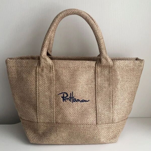 トートバッグ Ron Herman ロンハーマン トートバッグ ロゴ刺繍 プチプラ 高見え ベージュ 麻タイプ
