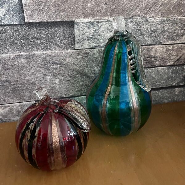 ベネチアングラス ベネチアンガラス ムラーノ murano イタリア 置物 オブジェ 洋梨 林檎 洋なし りんご セット