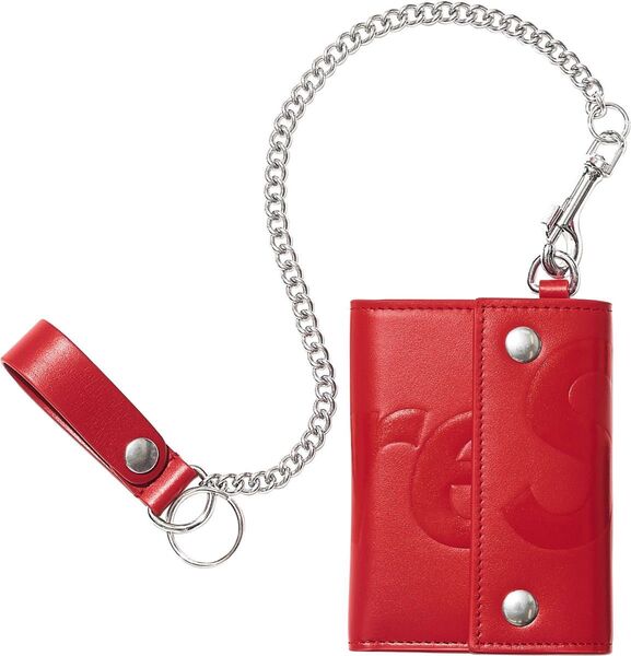 Supreme Leather Chain Wallet RED