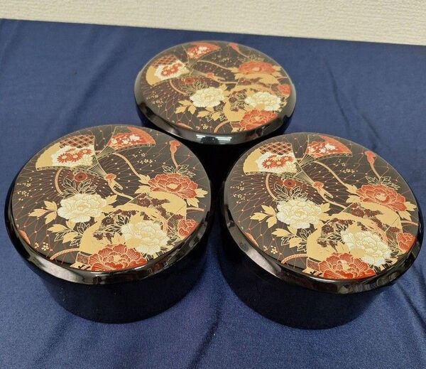 山中漆器 漆塗り ちらし寿司 丼もの 金 紅白 美品 昭和レトロ 豪華 漆器 弁当箱