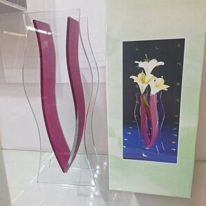 ガラス 花瓶 フラワーベース 新品 未使用 ピンク