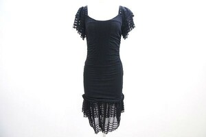 #spc Chanel CHANEL One-piece 34 black 07C dress One-piece race frill lady's [541147]