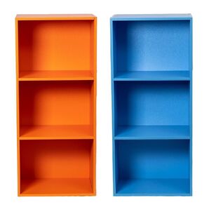 【新品】カラーボックス3段 2個セット(オレンジ&ブルー)教科書 絵本棚 おもちゃ棚 カラフル