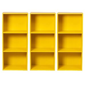 【新品】カラーボックス 3段 3個セット(イエロー)