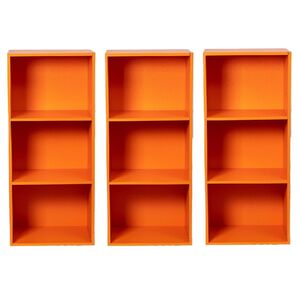 【新品】カラーボックス3段 3個セット(オレンジ)