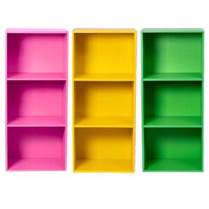 【新品】カラーボックス3段 3個セット(Sピンク/イエロー/グリーン)本棚 子供部屋 レトロポップ 昭和レトロ 平成レトロ