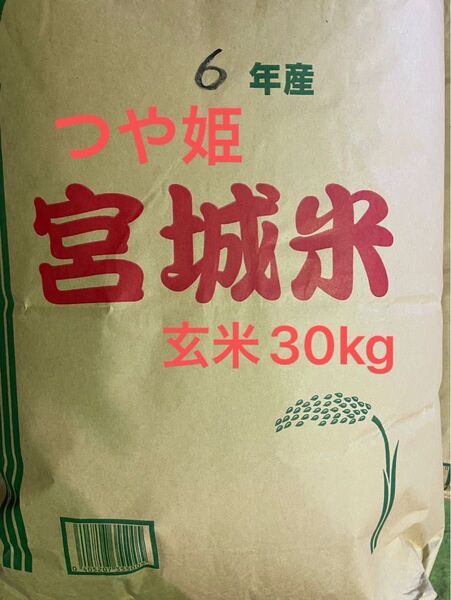 宮城県産 つや姫 玄米30kg 未検査米