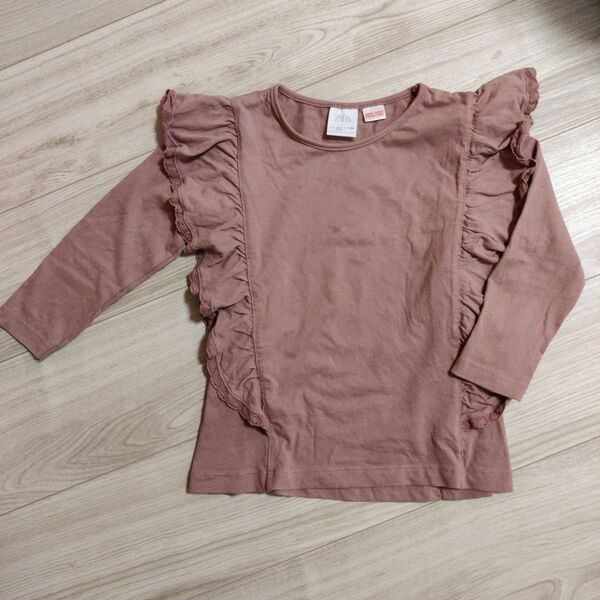 zara ザラ ベビー 長袖フリルトップス 104 女の子