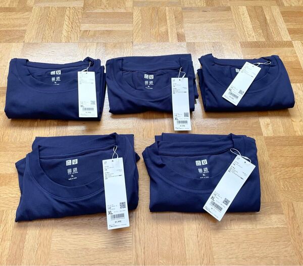 【ユニクロ U】ドライEXクルーネックTシャツ XLサイズ 67 BLUE 5枚セット