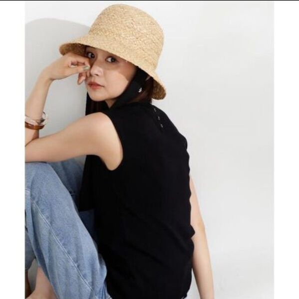 総針ボトルネック ノースリーブニット ブラック M 夏服 サマーニット エヌナチュラルビューティーベーシック