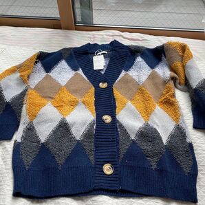 アーガイル柄カーディガン 未使用