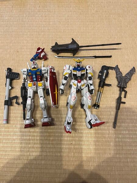 RG RX78-2ガンダム HG バルバトス 艶消し塗装デカール貼り付け 部分塗装済