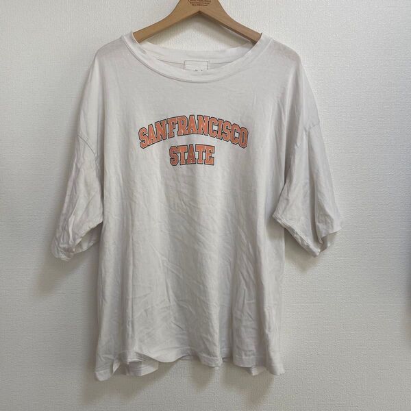 ShuShu SAN FRANCISCO STATE Tシャツ Tシャツ アメカジ 古着 半袖 XL ホワイト