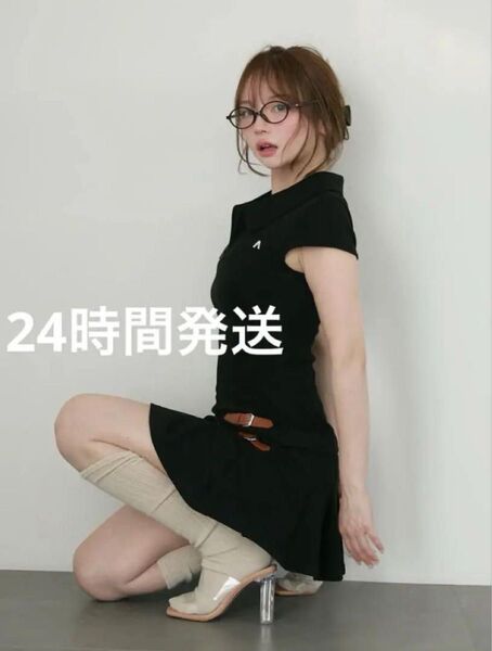 andmary Luna pleats mini dress black アンドマリー