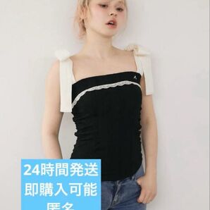 andmary Samantha ribbon tops black アンドマリー