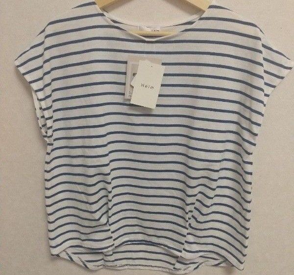 Helm フレンチ袖 裾タックボーダープルオーバー トップス カットソー Tシャツ