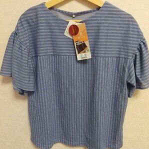 ストライプ袖ギャザーT Tシャツ カットソー M