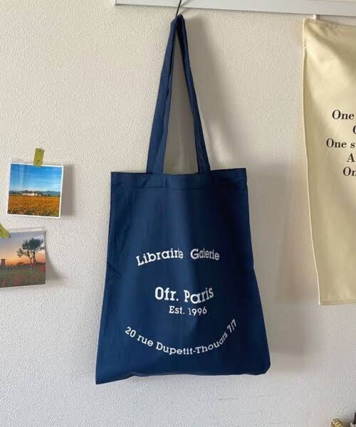 Ofr.Paris カラートートバッグ プリント ネイビー