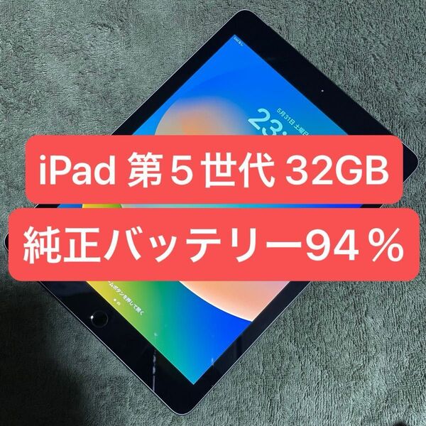 【動作良好!】iPad 第5世代 32GB スペースグレイ Wi-Fi+Cellularモデル 本体のみ YouTube視聴に♪