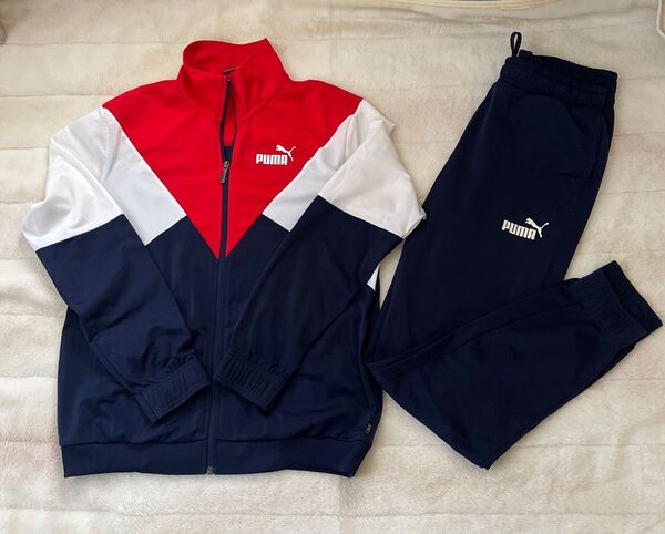 PUMA ジャージ 上下セット Lサイズ ネイビーxレッド