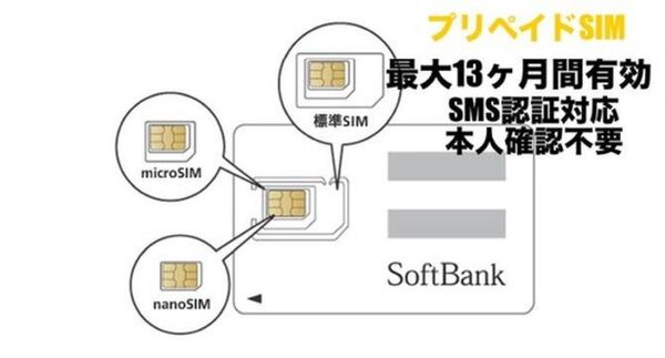 【即日発送】SoftBank回線SIMカード 1年使い放題/毎月1GB/SMS受信可/本人確認不要!2025/5/9〜開通済 2枚