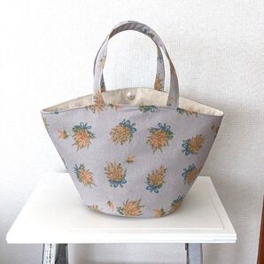 北欧調 ミモザ 丸底 バケツ型バック お片付けバック ハンドメイド