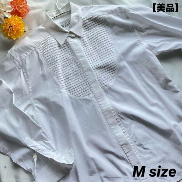 【美品】レディースOLDIES ストライプ 長袖シャツ 白 綿100% ホワイト シャツ オシャレ ワイシャツ M