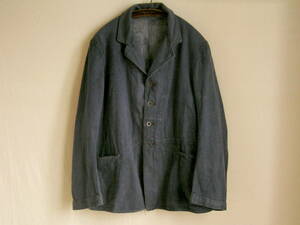  rare!1940s England Denim 4 button Work jacket Vintage cotton coverall yellowtail tissue blue coat rare 