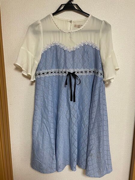axes femme レース切り替えワンピース カットソー