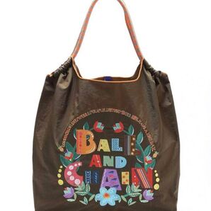 ◆新品 M エコバッグ トートバッグ ショルダーバッグ ナイロンバッグ 大容量 刺繍 花 フラワー フォント カーキ