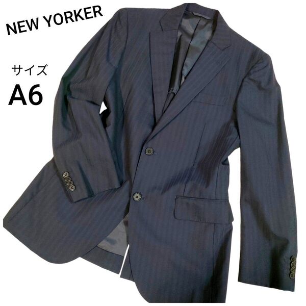 NEW YORKER テーラードジャケット ジャケット ストライプ モヘア ネイビー L