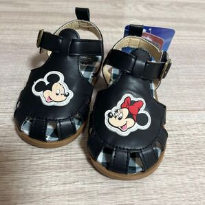 新品未使用 バースデイ ディズニー ミッキー ミニー サンダル 黒 15センチ