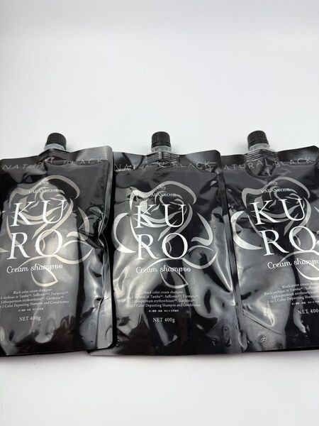 バランローズ kuro ナチュラルブラック 3個セット ヘアカラークリームシャンプー VALANROSE 白髪染め