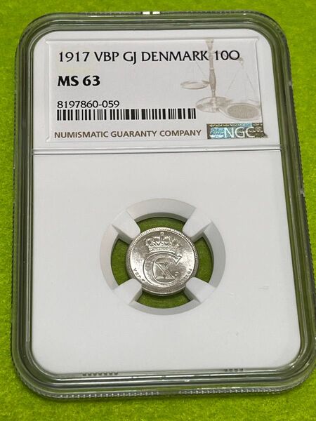 MS63 外国銀貨 デンマーク 1917年 10オーレ NGC鑑定