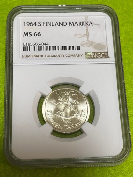 高鑑定 MS66 海外銀貨 フィンランド 1964年 1マルッカ NGC鑑定