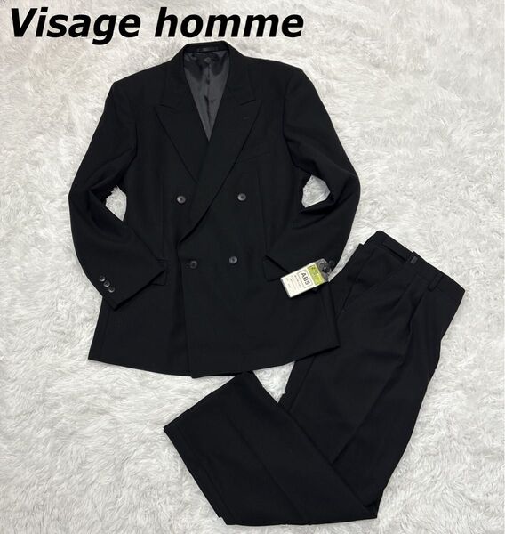 【新品】Visage homme フォーマルスーツ ダブル メンズ アジャスター 冠婚葬祭 AB5 M〜L相当