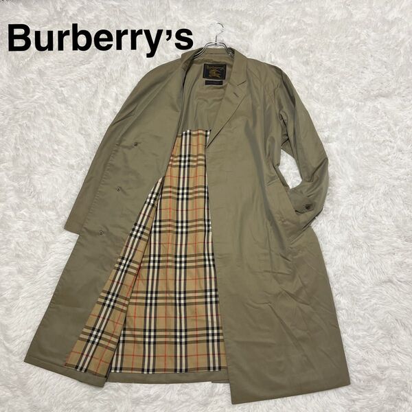 【美品】Burberry's PRESTIGE COLLECTION ステンカラーコート ノバチェック メンズ カーキ L相当