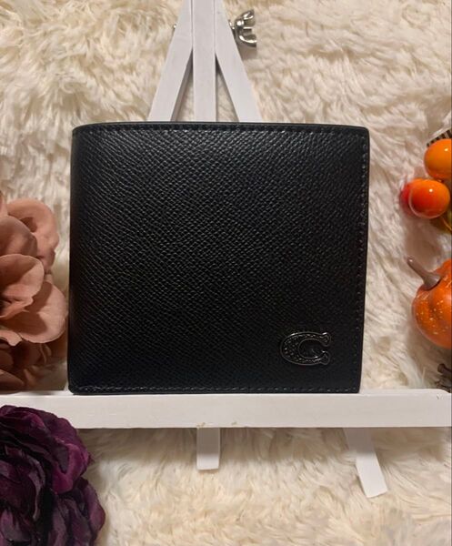 ☆新品未使用☆ coach 2つ折り財布 メンズ ブラック