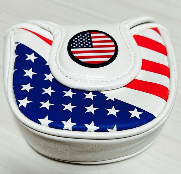 【新品未使用】アメリカ国旗デザイン パター用 ヘッドカバー マレット用 オデッセイ スパイダー 2ボール