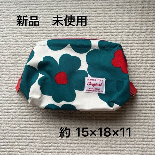 Heartful Style Original ポーチ 花柄 オフホワイト グリーン レッド 未使用 小物入れ メイクポーチ