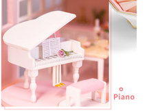 m141　かわいいドールハウス　ピアノピンクハウス★オルゴール付★DIY組立式_画像3