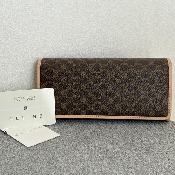 【極美品】CELINE セリーヌ マカダム柄 PVC がま口 二つ折り 長財布 ウォレット レディース ブラウン系 126