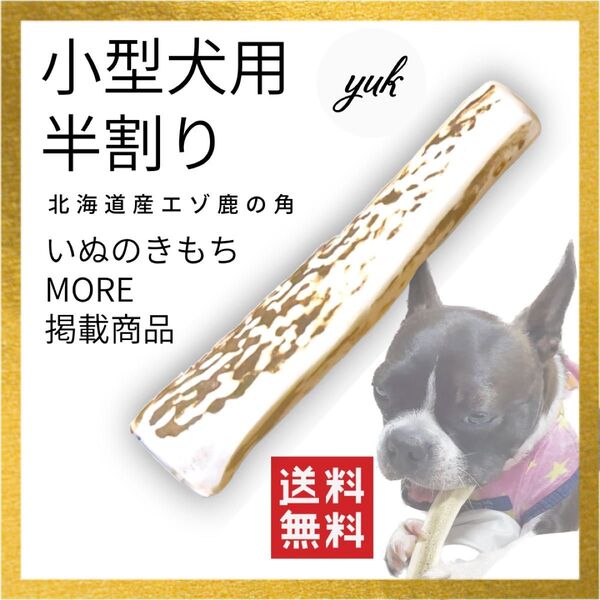 【リピーター様に人気】小型犬用 半割り 北海道産鹿の角 犬のおもちゃ 鹿ツノ 鹿の骨