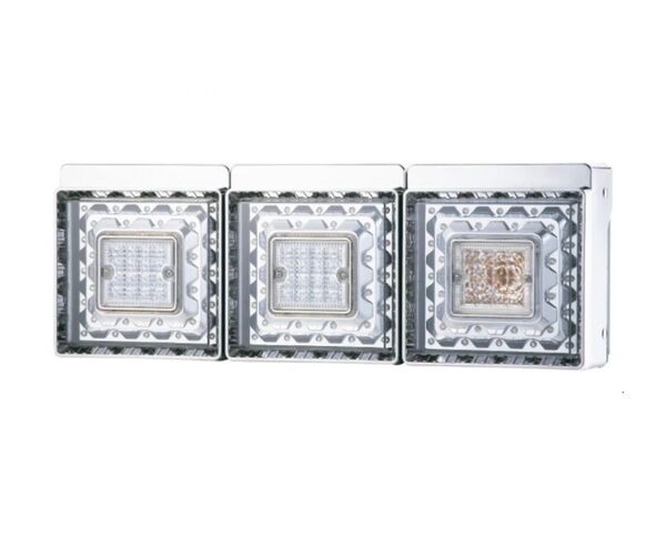 大型トラック用JB角型LED3連テールランプバックランプ付き2個(左右分)ヤマダボディー