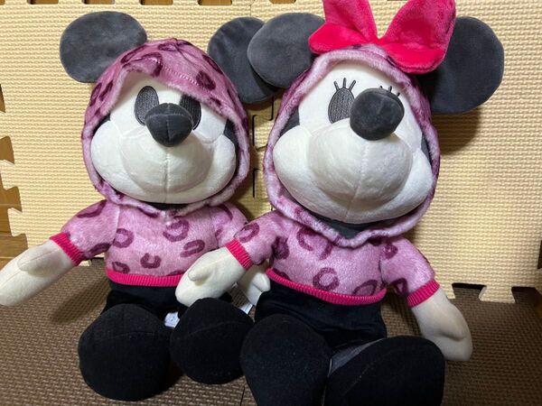 ミッキー&ミニー デココレ ピンクレオパードBIGぬいぐるみ 2種類セット