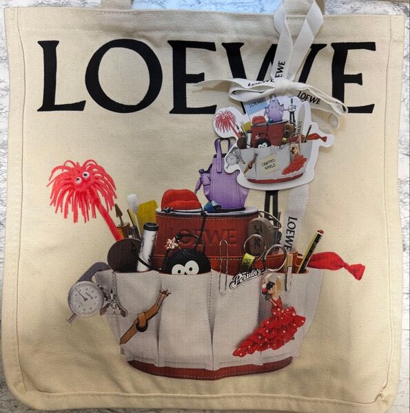 新品 ロエベ LOEWE ノベルティ バッグ トートバッグ エコバッグ クラブテッドワールド展 キャンパストートバッグ