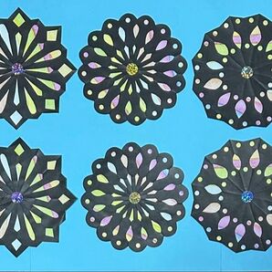 5種類10枚セット 折り紙切り絵 花火 ハンドメイド 幼稚園 保育園 介護 施設 児童会館 夏 夏祭り 壁面飾り 製作
