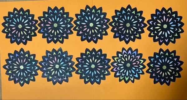 10枚セット 折り紙切り絵 花火 ハンドメイド 幼稚園 保育園 介護 施設 児童会館 夏 夏祭り 壁面飾り 製作