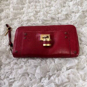 Chloe クロエ レザー 長財布 赤