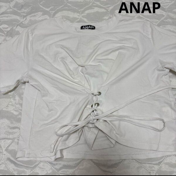 ANAP ホワイト レースアップ Tシャツ